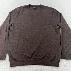 Club Room Mens V Neck Sweater M Brown 100% Cashmere 2 Ply Pullover